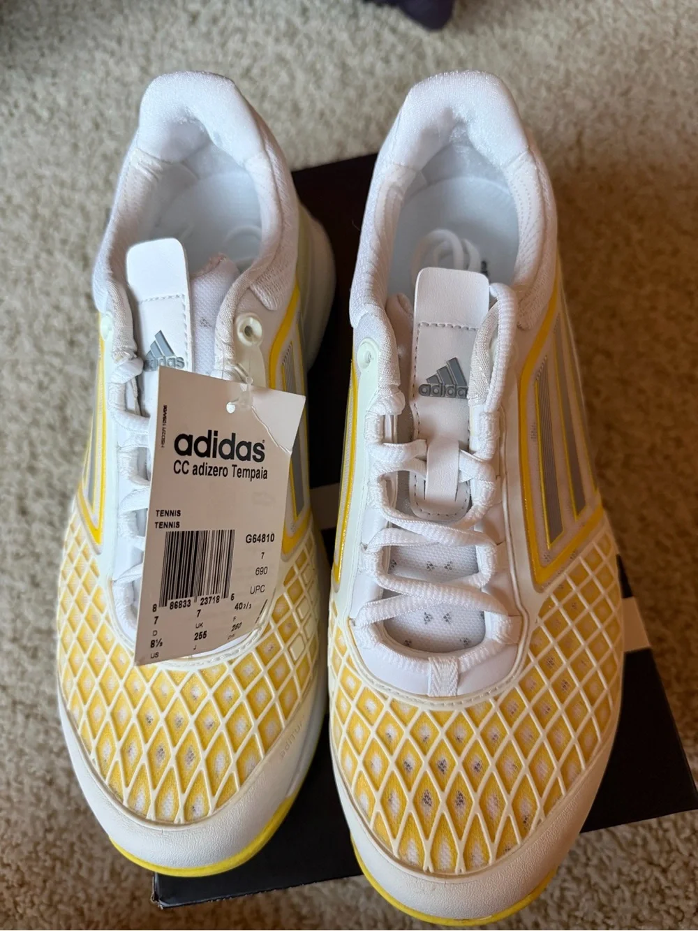 adidas White and Yellow Women’s Tennis Shoes